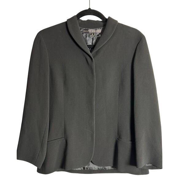 RALPH LAUREN Black Label Lady's Black Hidden Button Jacket 100% Silk Size 6 - Picture 1 of 8